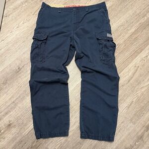 Vtg Y2K Skater Unionbay Men Cargo Pants Navy Blue Cotton Utility Workwear 40x32